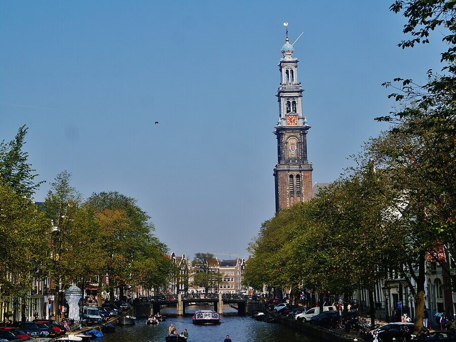 Prinsengracht canal and Westerkerk Amsterdam