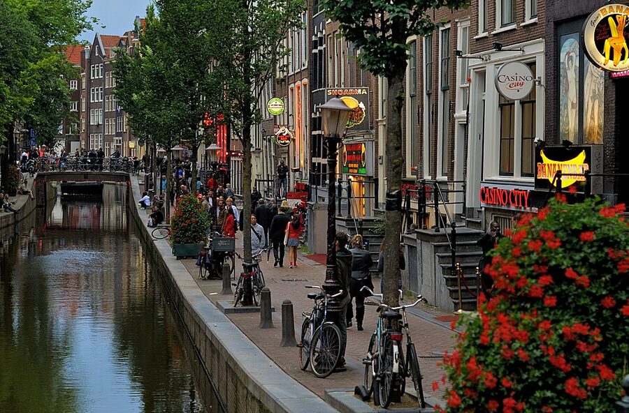 Red Light District of Amsterdam in daylight