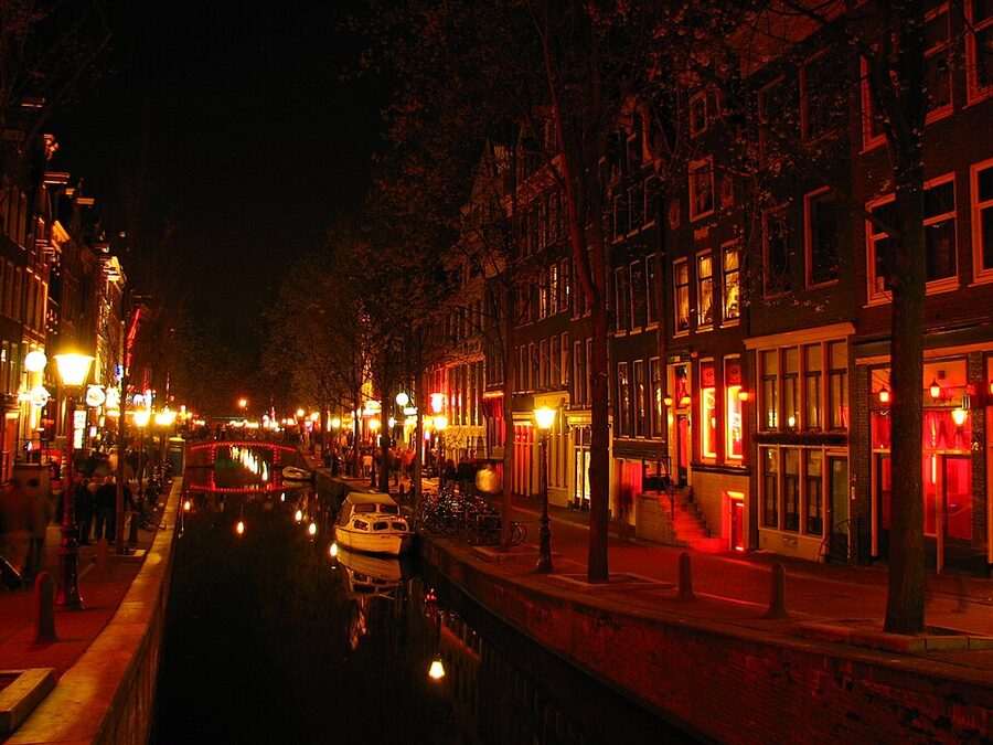 De Wallen narrow alley in Amsterdam