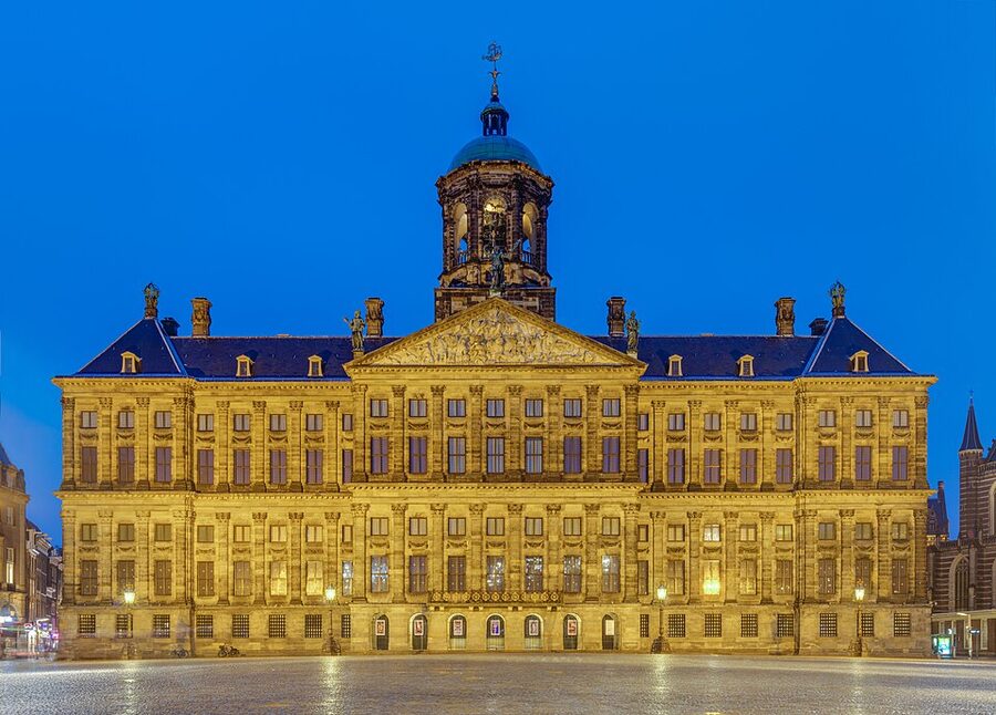 Royal Palace Amsterdam at blue hour Dam Square