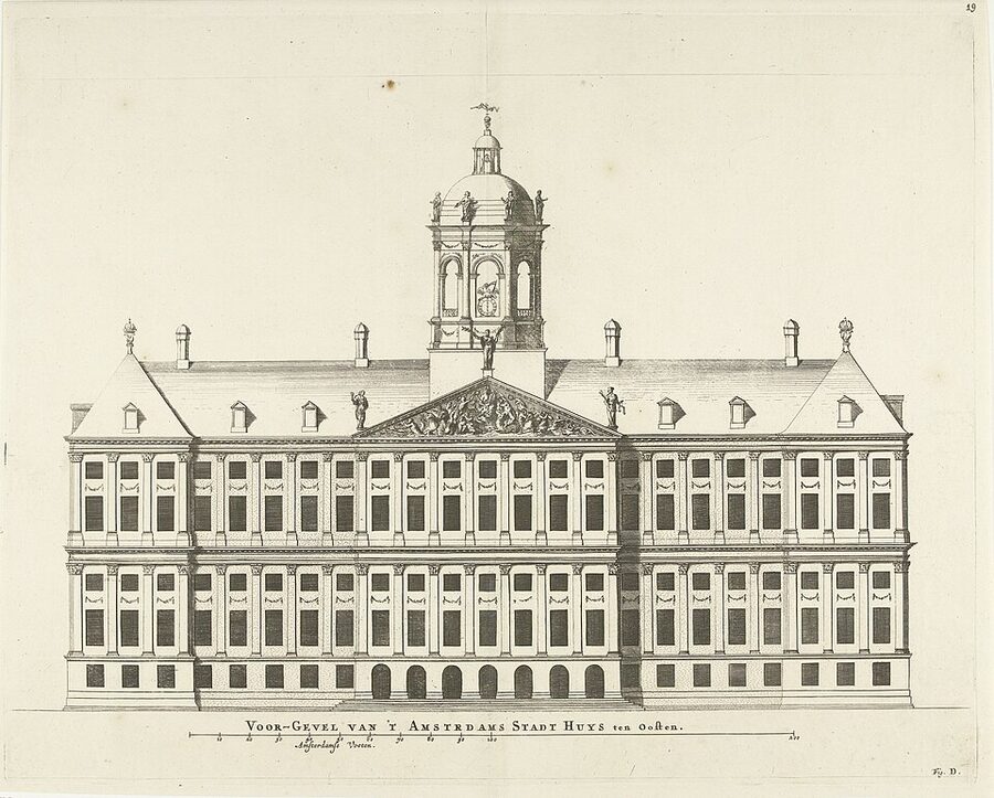 Royal Palace Amsterdam east facade engraving