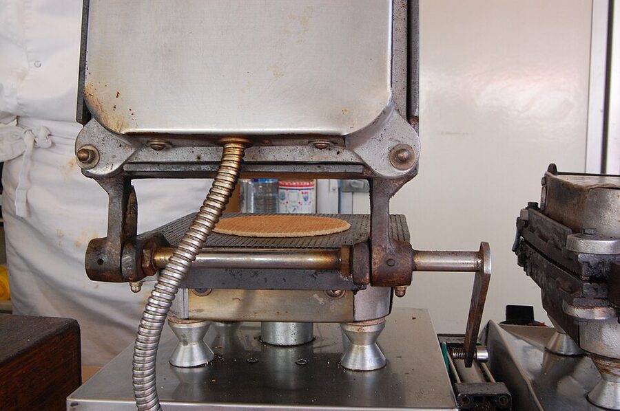 Mixing stroopwafel dough by hand Amsterdam
