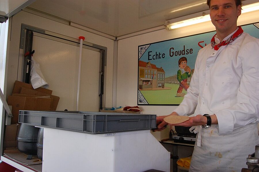 Rolling stroopwafel dough into balls Amsterdam