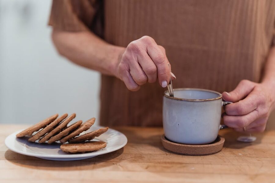 Stroopwafels served with tea on a desk