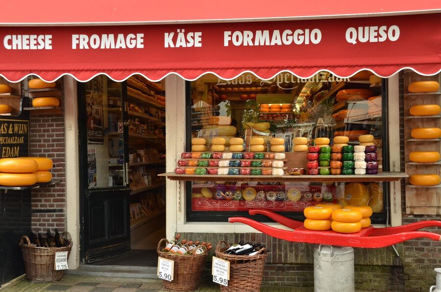Edam cheese shop window display