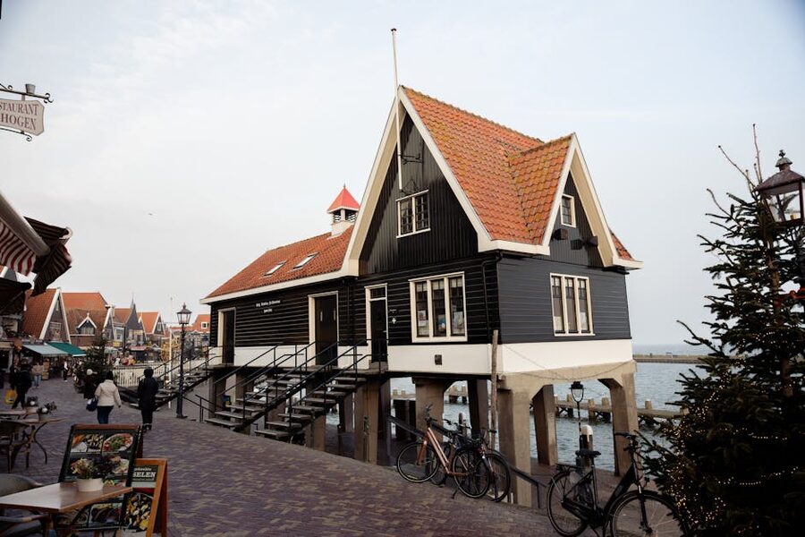 A stilt house on the water in Volendam