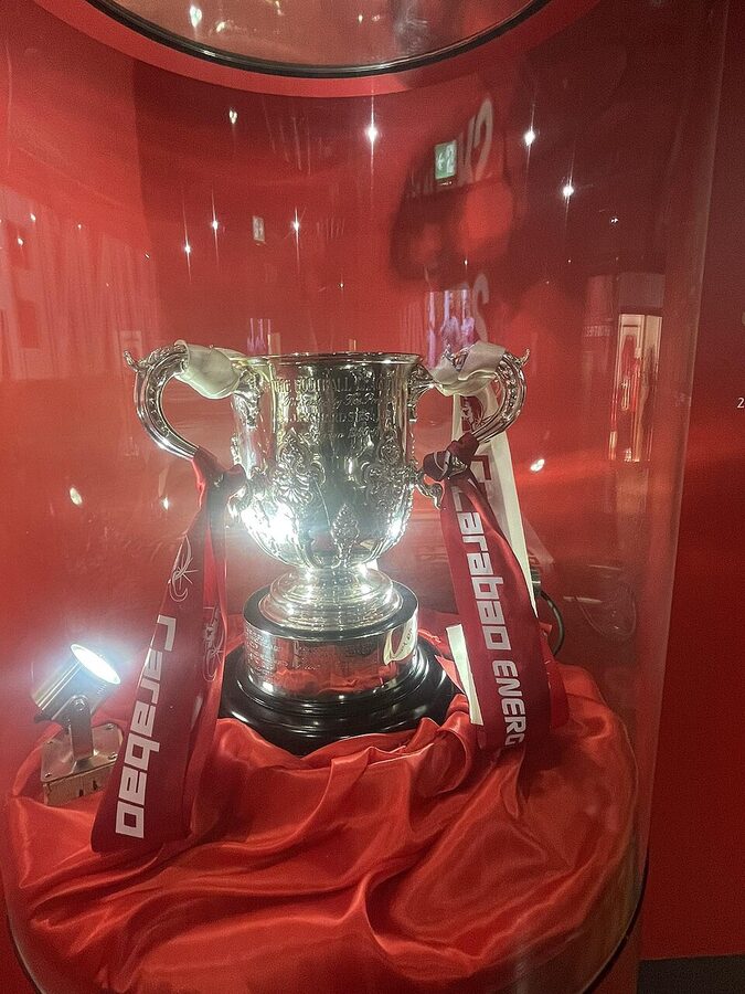 EFL Cup trophy on display in the Liverpool FC museum