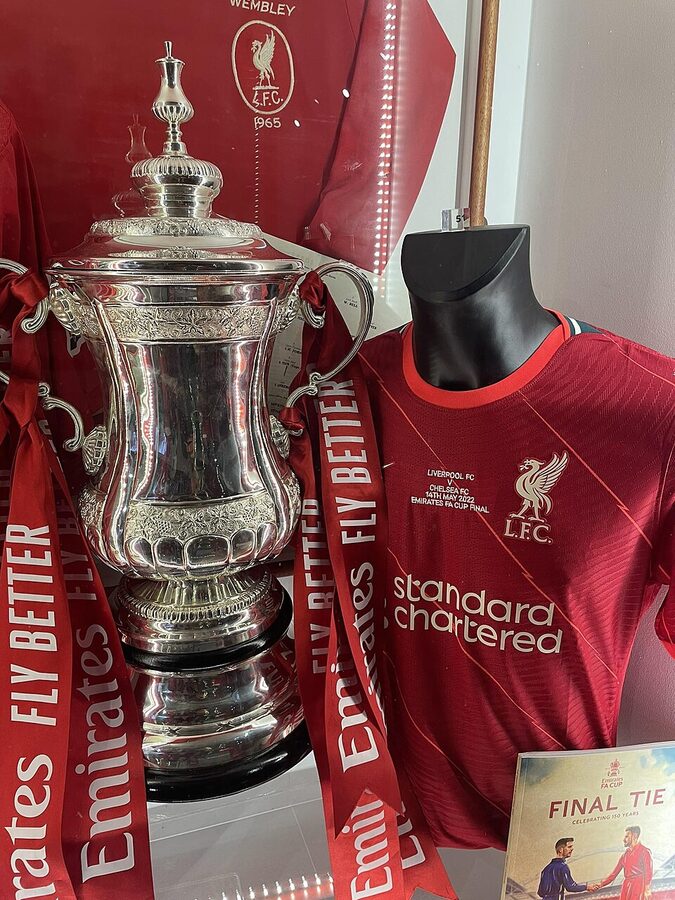 FA Cup trophy displayed in the Liverpool FC museum