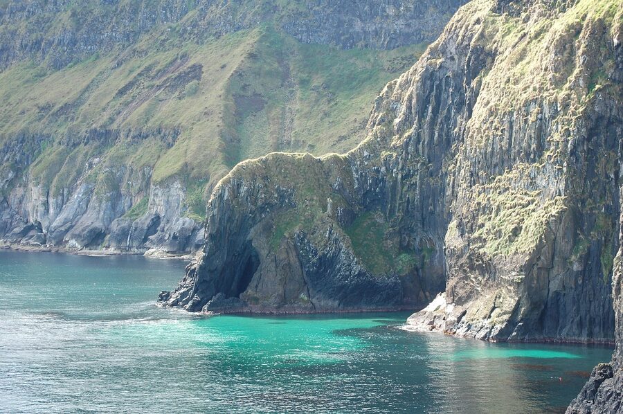 Antrim coast emerald sea and rocks Northern Ireland