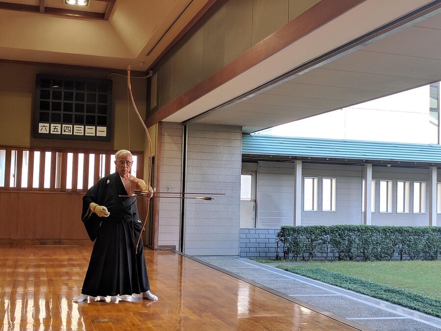 Japanese archery brown arrow on bow