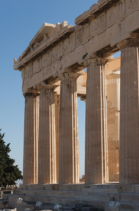 Parthenon east facade detail at the Acropolis Athens
