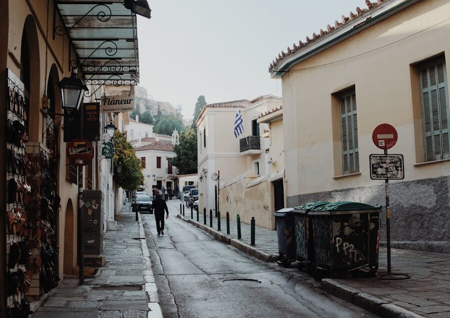 Quiet street in Athens Plaka district
