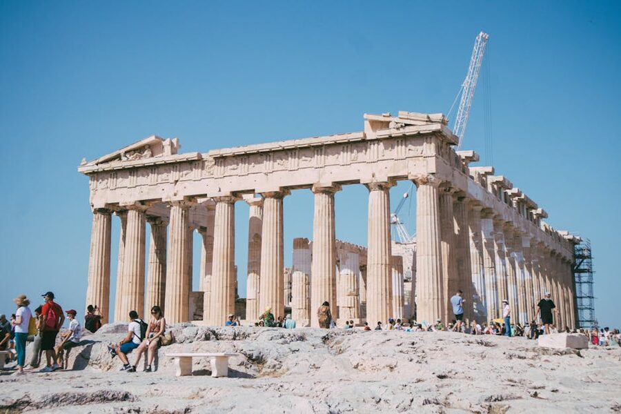 Tourists visiting the Parthenon at the Acropolis Athens