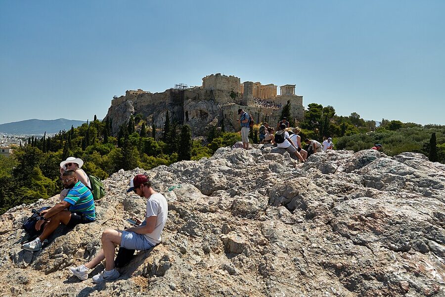 Areopagus rock seen from the Acropolis Athens