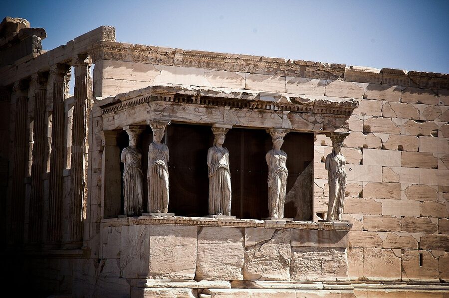 Caryatids of the Erechtheion seen from below