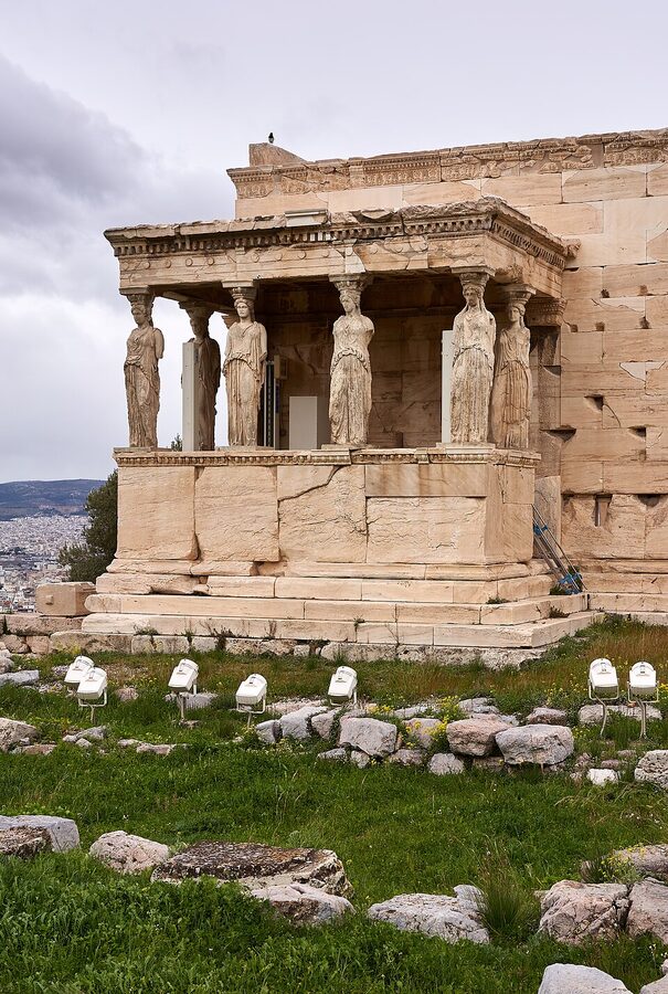Erechtheion porch of the Caryatids side view Athens