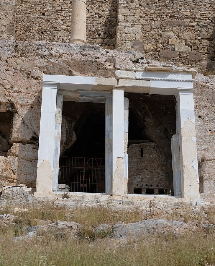 Choragic Monument of Thrasyllos cut into the cliff below the Acropolis