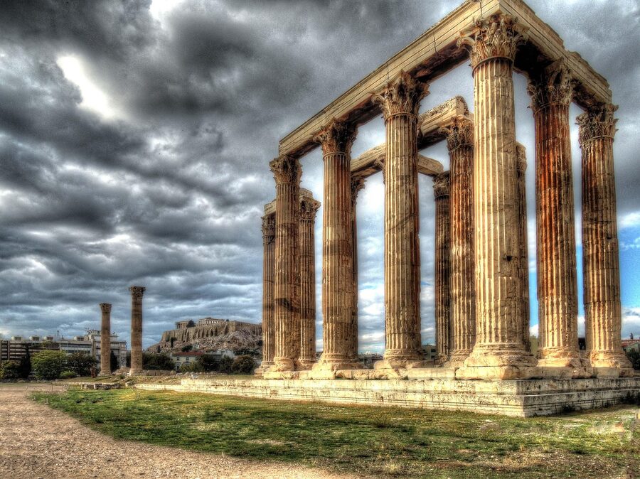 Temple of Olympian Zeus columns near the Acropolis Athens