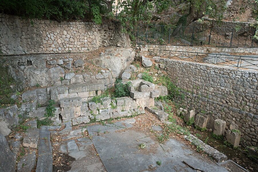 Castalian Spring cistern Delphi pilgrim ritual