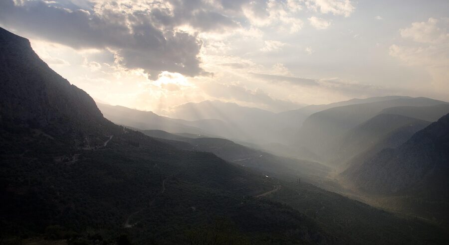 Delphi mystical mountains landscape Mount Parnassus
