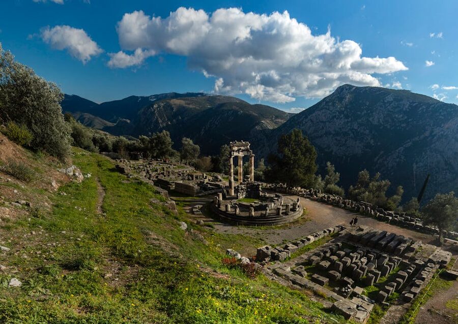 Delphi ruins mountain landscape Mount Parnassus