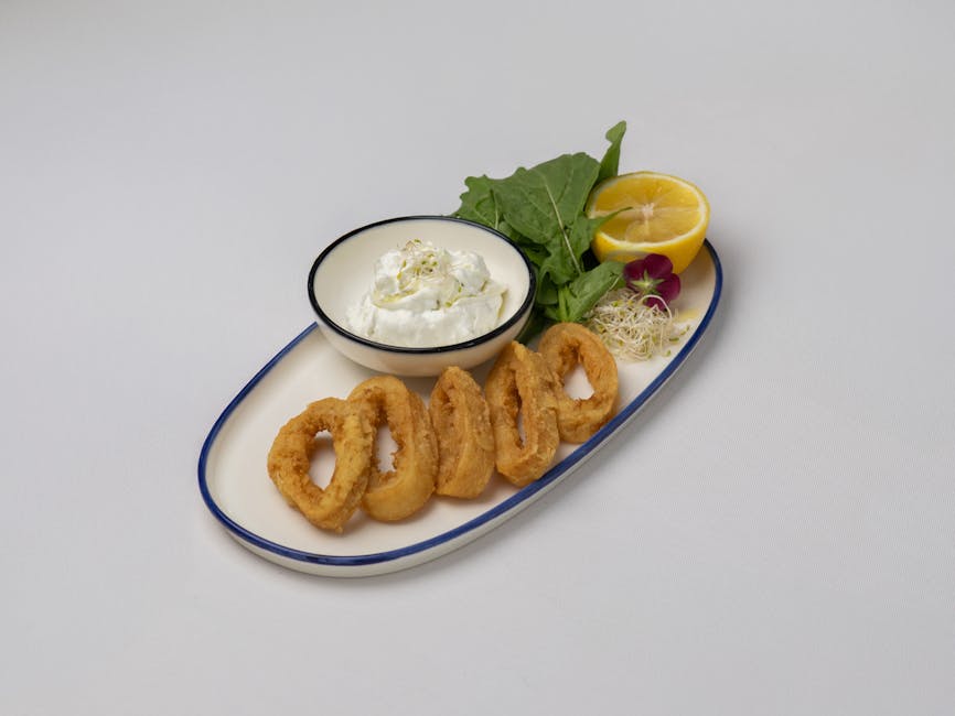 Crispy calamari with tzatziki and lemon