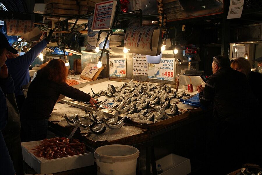 Athens Varvakios market meat hall