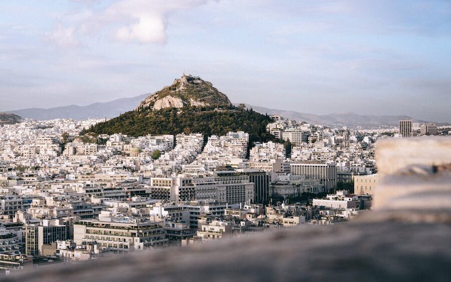 Athens cityscape with Lycabettus Hill