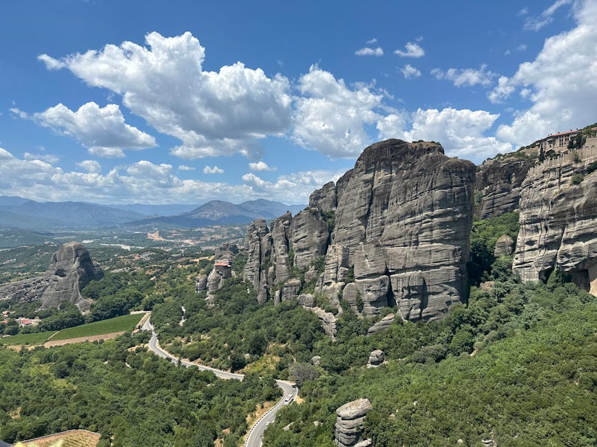 Meteora rock formations summer Greece