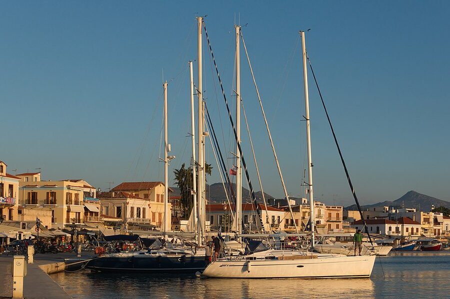 Aegina sailing harbor sailboats Saronic Gulf