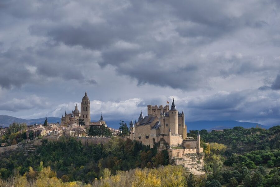 Segovia Cathedral and Alcazar dramatic sky