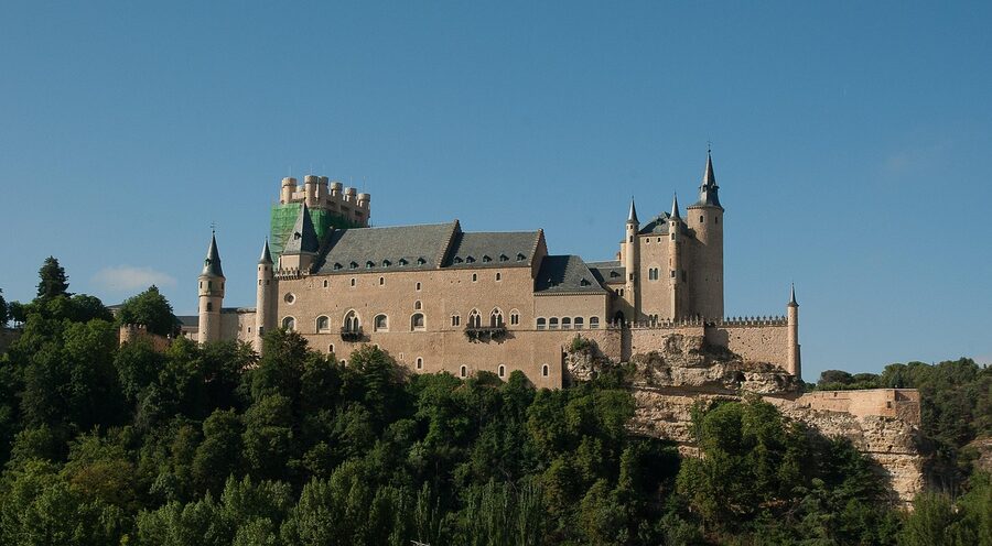 Segovia Spain medieval old town with stone architecture
