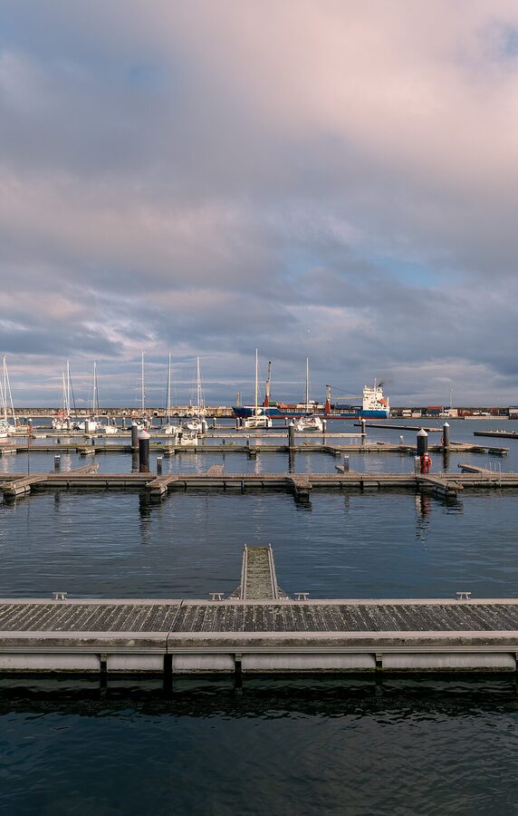 Ponta Delgada marina at sunset Azores