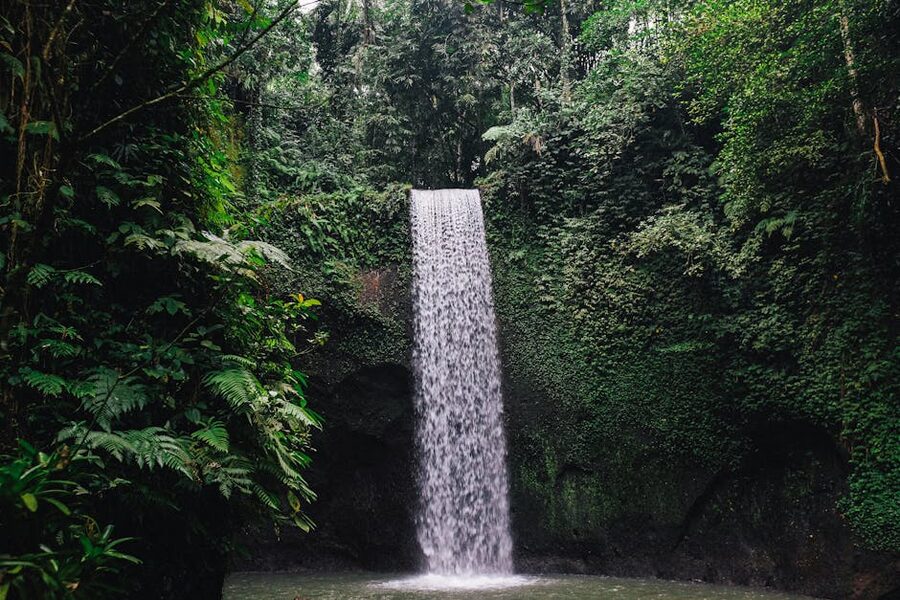 Tropical waterfall in Bali Indonesia