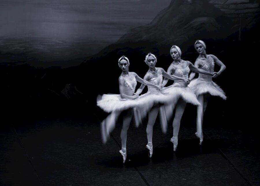 Ballet dancers Swan Lake stage performance