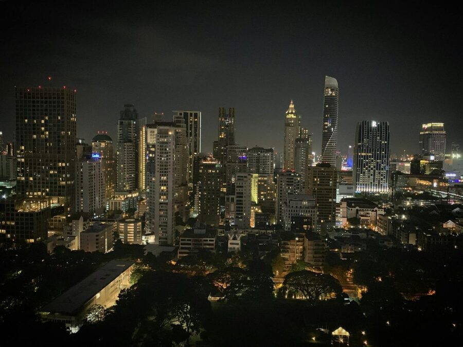 Night skyline of Bangkok downtown district
