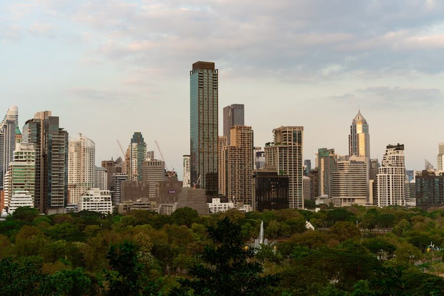 Modern Bangkok skyline with skyscrapers