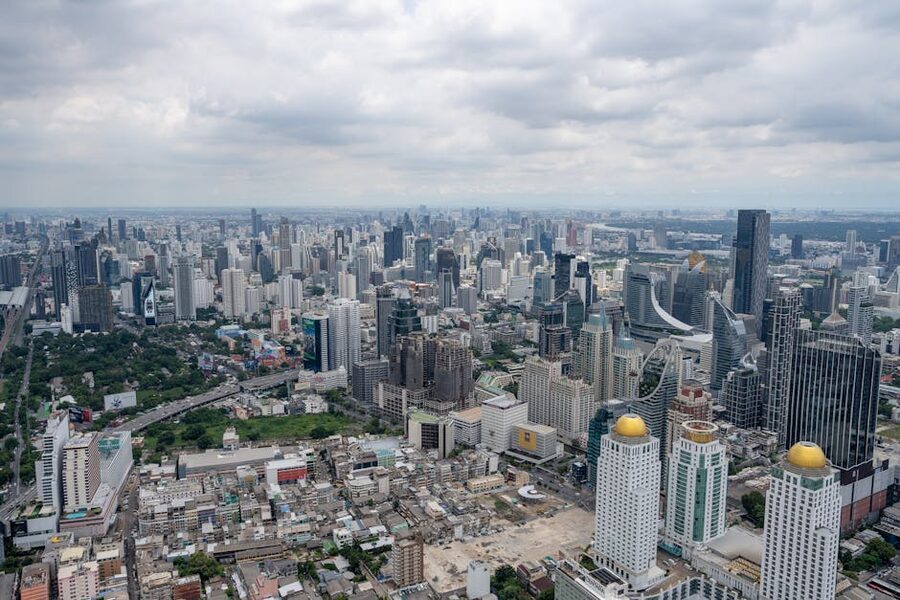 Bangkok river and cityscape