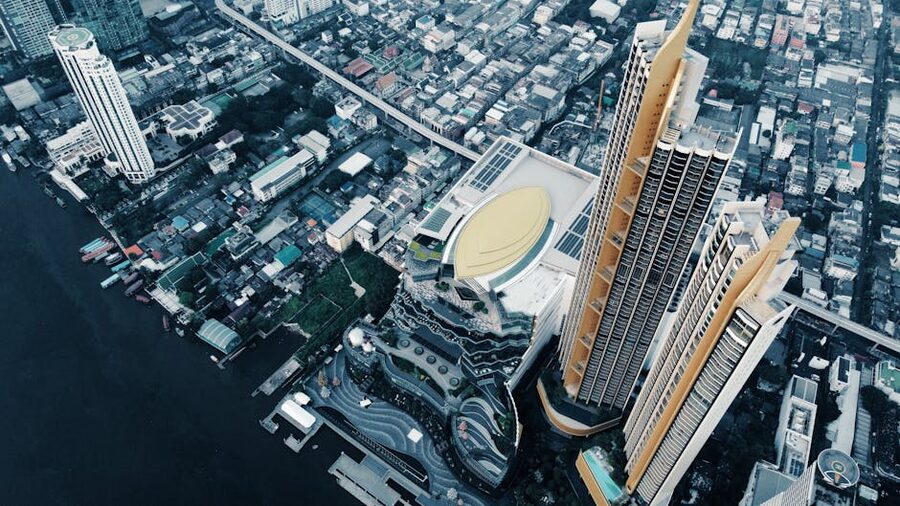 Bangkok city traffic and urban landscape