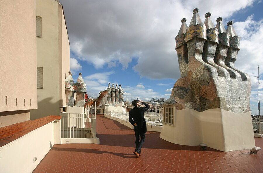 General view of Casa Batllo roof terrace