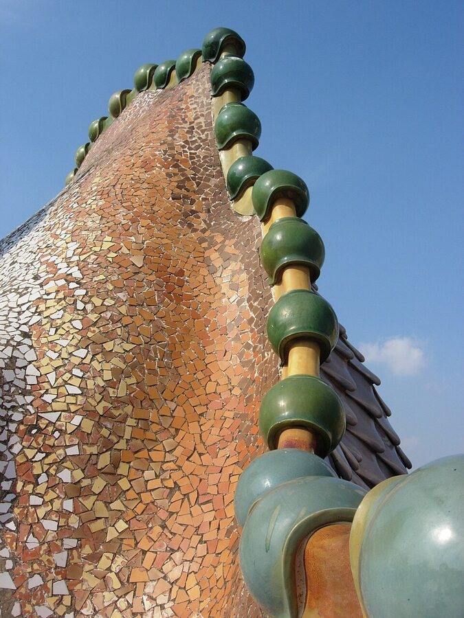 Casa Batllo dragon back roof tiles close-up