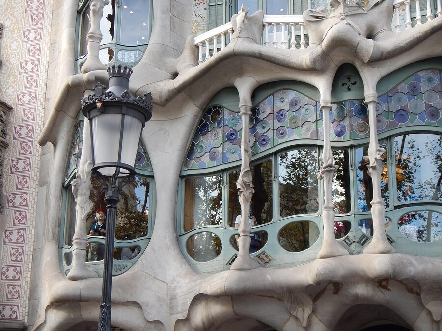 Casa Batllo blue stained glass detail