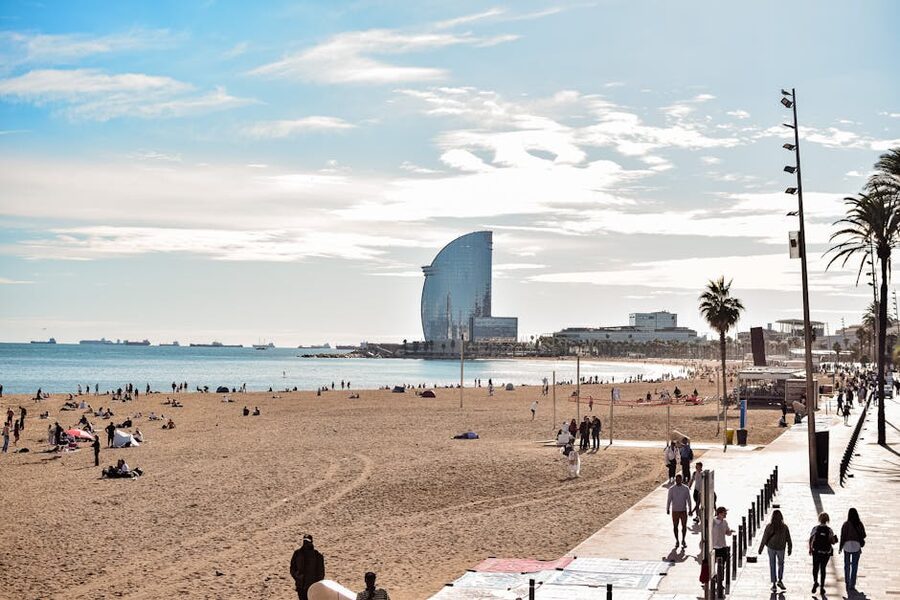 Barceloneta Beach Barcelona sunny day