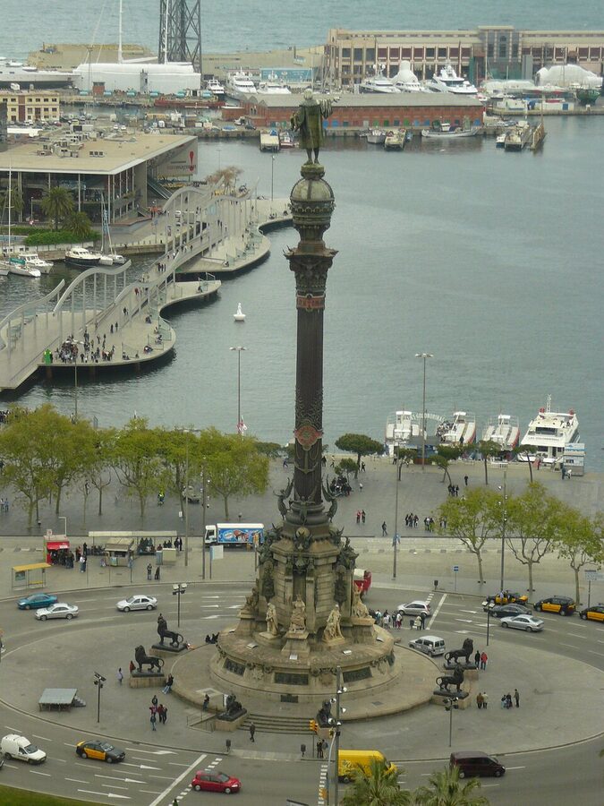 Columbus Monument and Rambla de Mar Barcelona