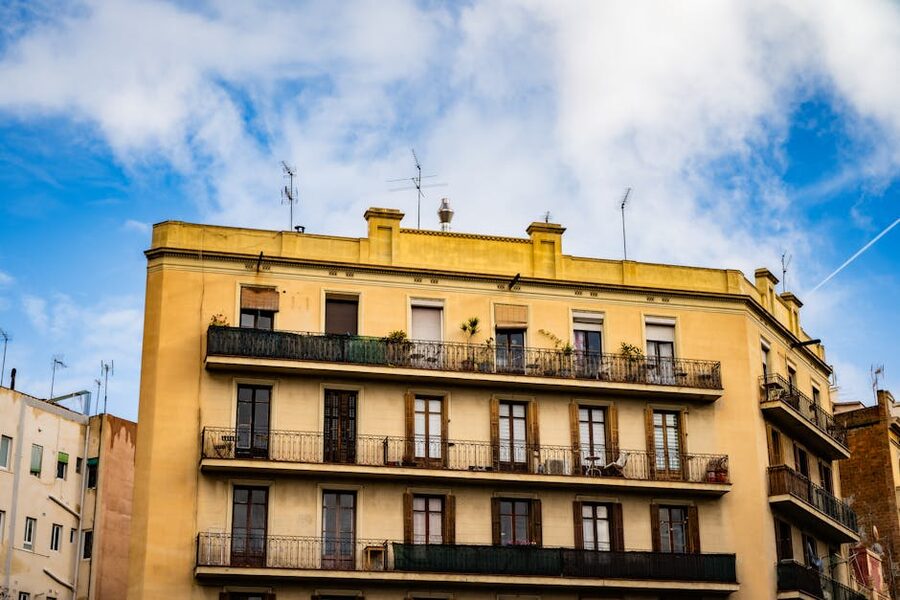 Historic apartment building in Barcelona's Gracia district with classic facade