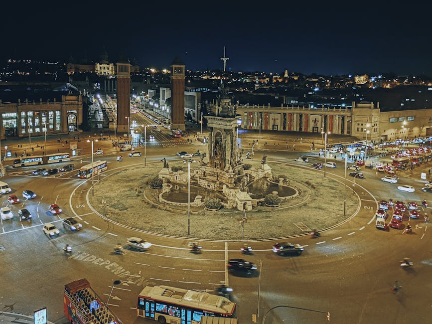 Plaça d'Espanya Barcelona at night