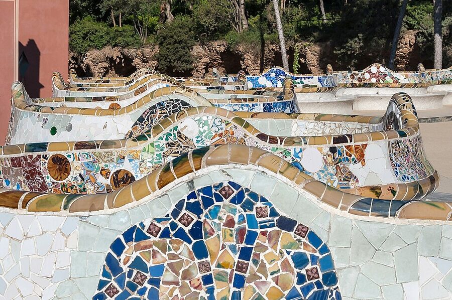 Park Güell serpentine mosaic bench Nature Square