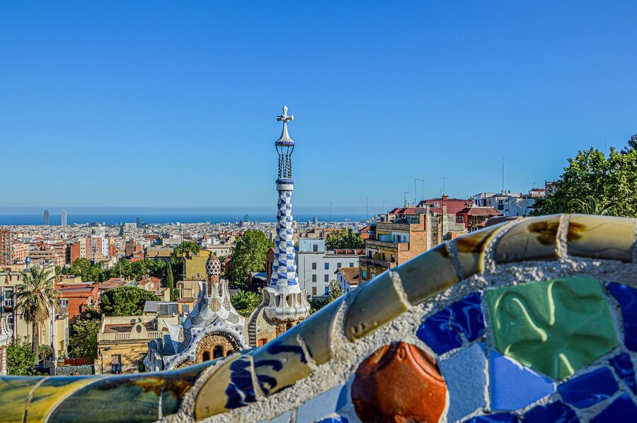 Park Güell multicolored ceramic Gaudí mosaic