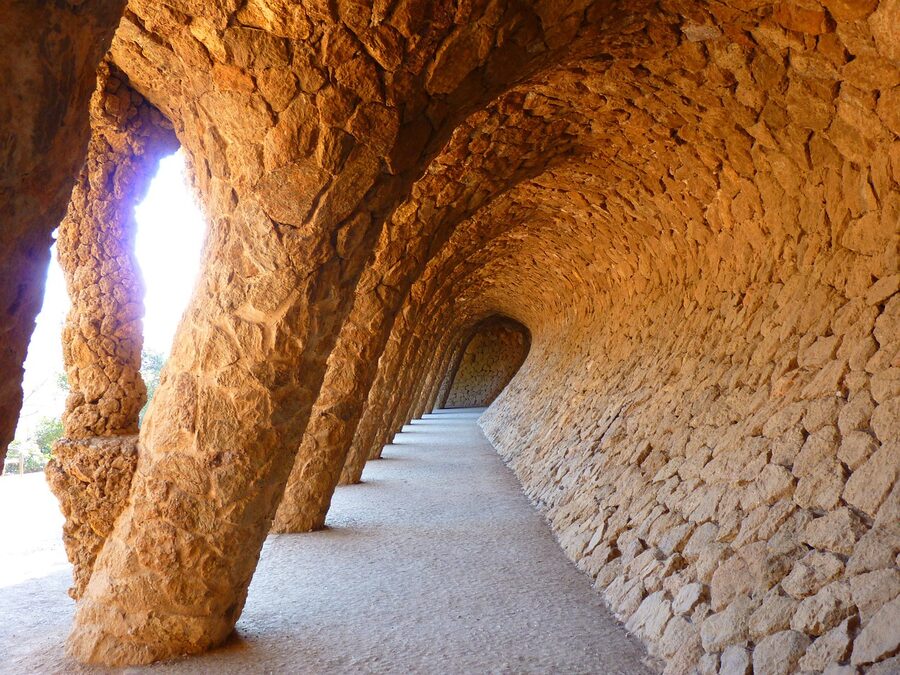 Park Güell Portico de la Lavandera stone viaduct