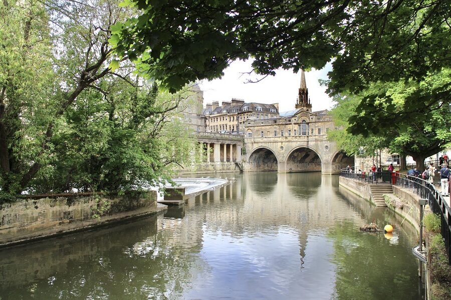 Bath Pulteney Weir on the River Avon Somerset